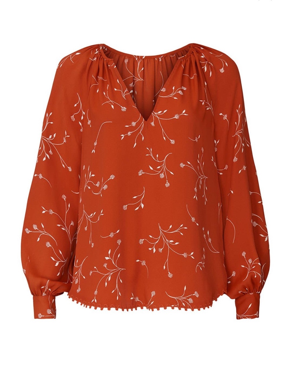 Joie Rust Orange Floral Peasant Blouse